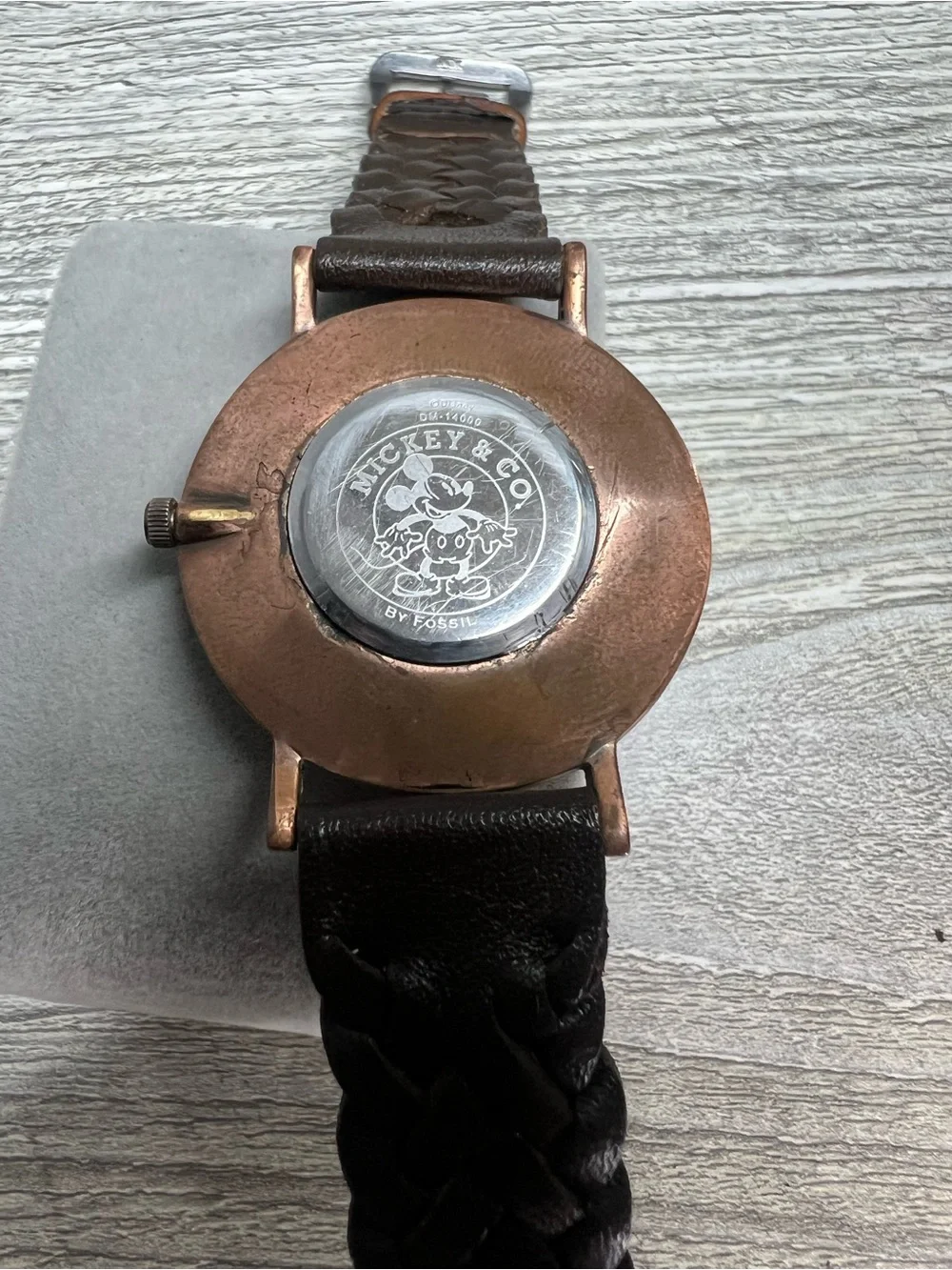 Vintage Fossil Mickey Mouse watch with brown band